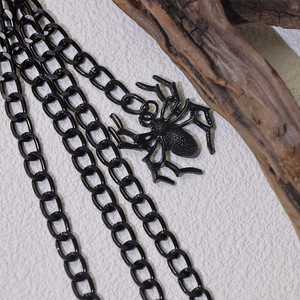 Cadena de Cintura Unisex de Doble Capa con Colgante de Araña, Cadena de Metal de Aleación de Zinc Negra, Accesorio de Moda Hip Hop para Uso Diario - Product Image 4