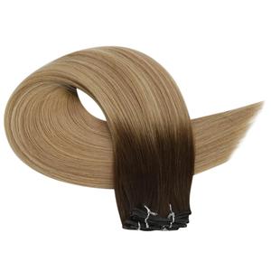 TopElles Capelli Vergini Remy Europei per Extension a Doppia Trama a Macchina Balayage Biondo con Riflessi Marrone <span class=keywords><strong>Scuro</strong></span> - Product Image 2