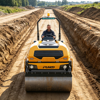 Livraison Gratuite – Mini-Compacteur Routier Diesel 3 Tonnes – Rouleau Compresseur Autoporté pour Travaux Routiers