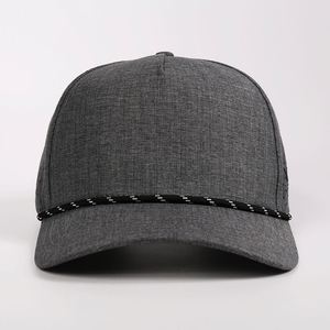 Casquette de baseball personnalisée pour homme en polyester à 5 panneaux avec découpe laser, trous, broderie de logo et cordon - Product Image 2