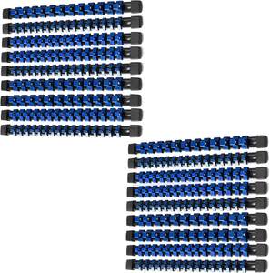 1/2" Drive Magnetic Socket Organizer Rail - Heavy Duty Aluminum With 12 Swivel Clips (Blue)