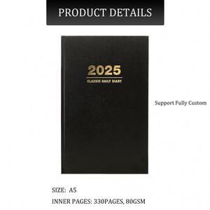 Agenda personnalisé imprimé hebdomadaire et mensuel, couverture rigide en cuir, tissu en lin, agenda 2025, janvier-décembre - Product Image 4
