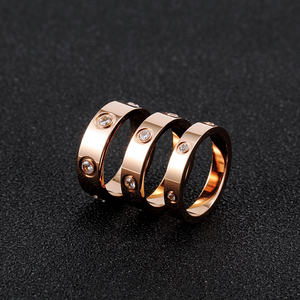 Bague en acier inoxydable plaqué or 18 carats pour femme, style vintage, or rose avec pierre et zircon, bijoux classiques en gros - Product Image 5
