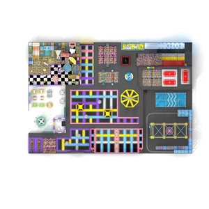 Parc de trampolines intérieur surdimensionné personnalisé pour adultes et enfants, équipé de balles élastiques transparentes, de toboggans Devil Slides et d'éléments électroniques - Product Image 1