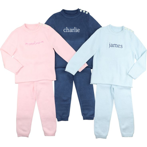 Ropa para niños, venta al por mayor, conjunto de suéter de punto de bebé de manga larga bordada de invierno 100% algodón - Product Image 1