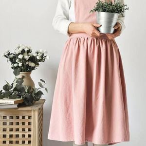 Delantal artístico de algodón puro sin mangas para mujer, con estampado floral, nuevo, antimanchas, para cocina, hogar, ropa de trabajo japonesa, con cintura. - Product Image 2