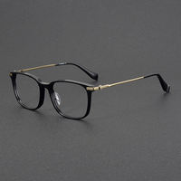 90008 Vente chaude Lunettes de vue en acétate de titane à monture intégrale, verres transparents bleus pour hommes et femmes