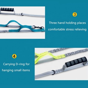 สายจูงสุนัขแบบปรับได้ สะท้อนแสง หรูหรา เป็นมิตรกับสิ่งแวดล้อม แบบแฮนด์ฟรี ยืดหดได้ พร้อมเข็มขัดคาดเอวแบบสองด้านสำหรับสุนัขสองตัว - Product Image 5