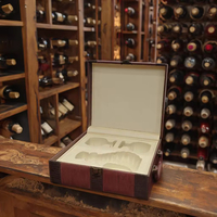 Bouteilles de vin personnalisées haut de gamme verres panier boîtes mode emballage en cuir PU avec poignée haute qualité 2mm papier UV avantage