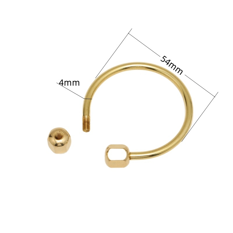 Portachiavi in Ottone con Chiusura a Vite, Semplice Portachiavi in Ottone a Forma di Ellisse, Anello Portachiavi con Clip in Ottone per Uomini e Donne