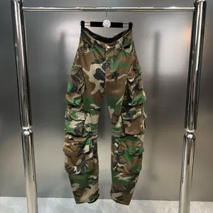 Bettergirl New Fashion Street Vintage Pocket Pantalones de pierna ancha Camo Pantalones sueltos Pantalones cargo para mujer