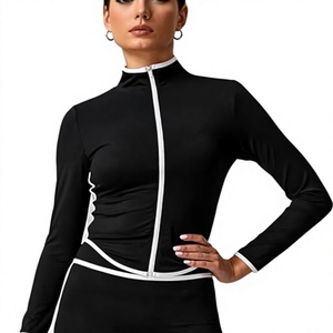 Chaqueta Deportiva para Mujer, Ultra Suave, de Doble Punto, con Cierre, Elástica en 4 Direcciones, para Yoga y Fitness, Diseño Ajustado a Cuadros - Product Image 3