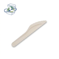 XS-D1 Ensemble d'ustensiles de table jetables en fibre de bagasse de canne à sucre, 100% compostable et biodégradable, couteau jetable