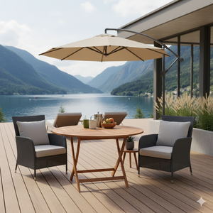 High Quality Modern Teak Round <b>Folding</b> Table Jepara Artisans Delivering Strong Weather Resistant Design Patio Garden Picnic Use - Product Image 5