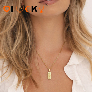LUCKYJIU Fabricantes <span class=keywords><strong>de</strong></span> Joyería Personalizada, Collar con Colgante Rectangular <span class=keywords><strong>de</strong></span> Acero Inoxidable Chapado en Oro <span class=keywords><strong>de</strong></span> 18k, Resistente al Agua, con Diseño <span class=keywords><strong>de</strong></span> Ojo Turco, <span class=keywords><strong>Luna</strong></span> y Estrella - Product Image 2
