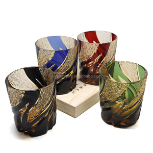 Gobelet en verre à whisky <span class=keywords><strong>Edo</strong></span> Kiriko de 240 ml coupé à la main pour effacer la tasse à boire de couleur ambre - Product Image 1