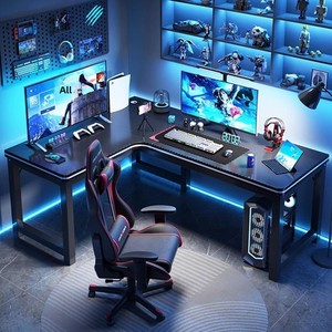 Modern Wooden <strong>Corner</strong> Gaming <strong>Desk</strong> for Dual-Player School &amp; Study <strong>Compact</strong> Design for Small Apartments - Product Image 1