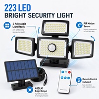 Lampe murale solaire IP44 à 4 têtes avec détecteur de mouvement, télécommande, lampe de sécurité LED extérieure pour jardin