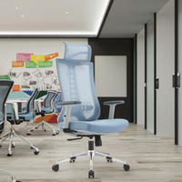 Chaise de bureau ergonomique ZHONG BAI de haute qualité, pivotante, réglable en hauteur, avec dossier haut en maille, base en acier et accoudoirs fixes