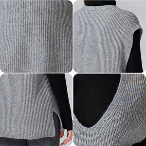 เสื้อกั๊กไหมพรมคอวีทรงหลวมสำหรับผู้หญิง แบบ OEM ODM สั่งทำได้ - Product Image 6