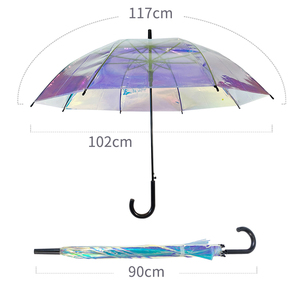 Ovida Laser changement de couleur irisé Transparent <span class=keywords><strong>parapluie</strong></span> Transparent dégradé coloré plastique PVC <span class=keywords><strong>paillettes</strong></span> <span class=keywords><strong>parapluie</strong></span> - Product Image 3