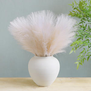 Herbe de la pampa réaliste à deux branches, faite à la main, décoration de mariage moderne, fleurs séchées en soie, roseaux artificiels transfrontaliers - Product Image 2