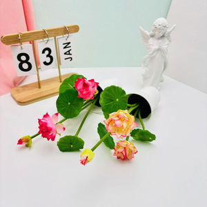 Nuevo Bonsái de Loto Artificial de 7 Cabezas, Planta en Maceta de Nenúfar Artificial, Decoración para el Hogar, Vegetación de 28 cm de Altura, Plástico y Seda - Product Image 4