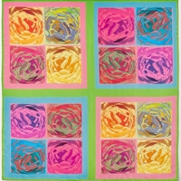 Foulard carré en soie imprimé roses abstraites, bandana en soie sergé à motifs floraux color block, foulard de mode pour le cou et la tête, foulards de créateur personnalisés
