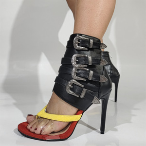 Botas de Verano Estilo Pasarela Europeo-Americano, Sandalias con Punta Abierta, Tacón Alto, Cierre Trasero, Parte Superior de PVC, Zapatos que Aumentan la Altura - Product Image 4