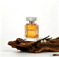 Flacon de parfum en verre transparent rectangulaire à fond épais haut de gamme avec pulvérisateur à pompe, capacité de 100 ml, couleur personnalisée