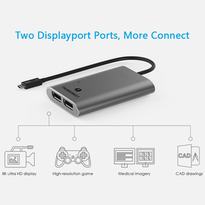 Vente en gros <span class=keywords><strong>Thunderbolt</strong></span> 3 simple 8K/double 4K aluminium Titan double adaptateur DisplayPort - Product Image 4