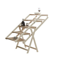 Table multifonctionnelle convertible en bois et métal pour présentoir, étagère, tables gain de place pour petite salle à manger, patio, appartement, dortoir