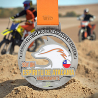 Médaille de cyclisme course traversée du désert en alliage de zinc, relief 3D, finition argent antique mat, récompense du finisseur, médaille de défi avec ruban