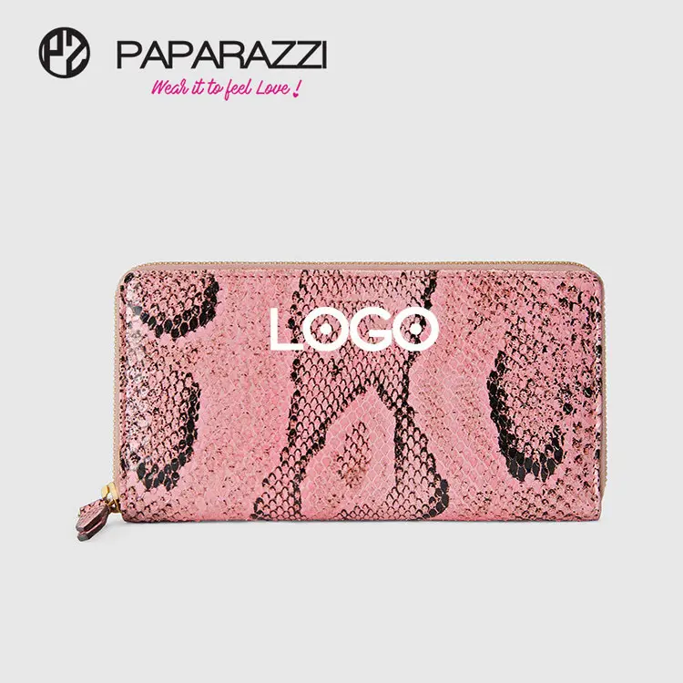 Cartera #PA0121 Paparazzi Lady Wallet Factory Custom Python Snake Rfid Pu Leather Designer Cute Wallets Women Wallet Custom