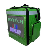 HXTECH tas ransel pengiriman makanan Panel layar LED kontrol GPS WiFi dengan fitur iklan tanda Digital