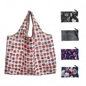 Bolsa de Compras Plegable de Nailon y Poliéster Reutilizable Ecológica con Logotipo Personalizado, Expandible, con Diseño de Dibujos Animados - Product Image 1