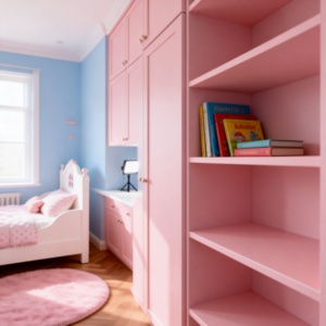 Armoire de chambre à coucher moderne sur mesure haut de gamme pour la chambre de la fille, style fille, rangement multifonctionnel pour la maison - Product Image 2