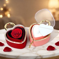 Luxe handgemaakte hartvormige opbergdoos met klep voor geconserveerde eeuwige bloemen, cadeau voor Moederdag - roterende roos verpakking
