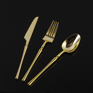 Xueli nhựa dùng một lần thiết lập dao kéo cá nhân Bộ đồ ăn bằng nhựa kim loại vàng/bạc xử lý cho sự kiện sang trọng 25 cái/túi - Product Image 3