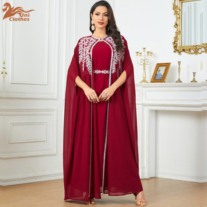 Vêtements islamiques de haute qualité pour femmes musulmanes Vente en gros en usine Costume de soirée deux pièces à manches longues manches chauve-souris Abaya turque pour voiles - Product Image 5