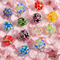 Cuentas de Vidrio Hechas a Mano con Diseño de Flores 3D, Cuentas Redondas Espaciadoras Florales para la Creación de Joyas, Pendientes, Pulseras, Collares, Manualidades DIY