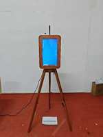 Photomaton en bois double face avec pieds pliables et réglage de la hauteur - Compatible avec iPad et appareil photo - Garantie de 2 ans