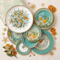 Assiettes de luxe en porcelaine fine à bord doré, motif floral d'agrumes français, vaisselle en céramique, assiettes à dessert et à salade pour mariage