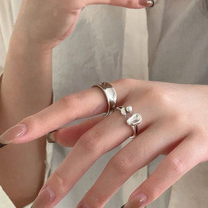 Silver Ruitai S925 Sterling Silver Pearl <b>Ring</b> For Women Geometric Design <b>Open</b> Index Finger Minimalist Style Everyday Wear - Product Image 3