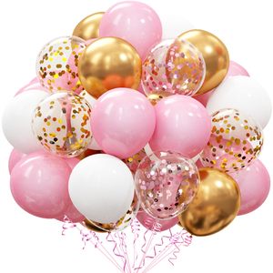 Set <span class=keywords><strong>di</strong></span> 60 Palloncini da 12 Pollici per Ghirlanda ad Arco, Rosa Metallizzato Cromato Colorato, Palloncini Spessi per Laurea e Halloween - Product Image 1