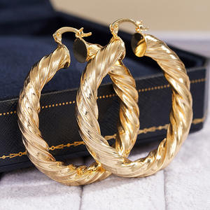 Pendientes de aro con diseño de espiral en oro para mujer, joyería clásica de oro amarillo para uso diario, pendientes finos - Product Image 4