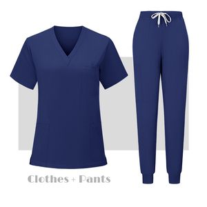Nuovi Completi Scrub Medici da <span class=keywords><strong>Donna</strong></span> Blu Navy, Pigiama da Infermiera Traspirante ad Asciugatura Rapida, Divise Chirurgiche Unisex per Ospedale Veterinario - Product Image 4