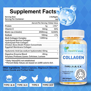 Gélules de collagène de bonne qualité favorisant la flexibilité des articulations, la digestion saine avec supplément alimentaire au sodium pour adultes - Product Image 2