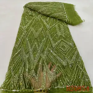 Vual dantel düğün elbisesi işlemeli payetler ile afrika swiss nakış kadife pullu dantel kumaş