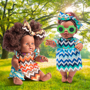 Venta al por mayor personalizado precio de fábrica realista de moda muñecas negras afroamericanas de 14 pulgadas muñecas negras con pelo negro - Product Image 6